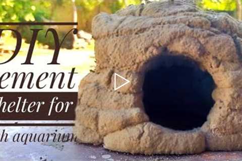 DIY cement shelter for fish aquarium | aquarium decoration | fish cave house | cement craft ideas |